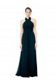 Keyhole Back Long Chiffon Halter Dress with Halter Straps Cross Neck Essex