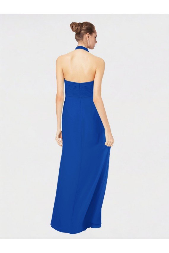 Sleeveless Long Chiffon Empire Gown with Pleated Halter Straps Essex