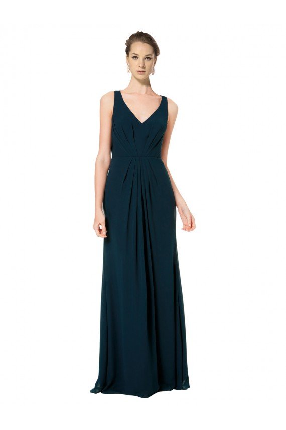 Long Chiffon V-Neck Sleeveless Bridesmaid Dress with Large Keyhole Back Essex
