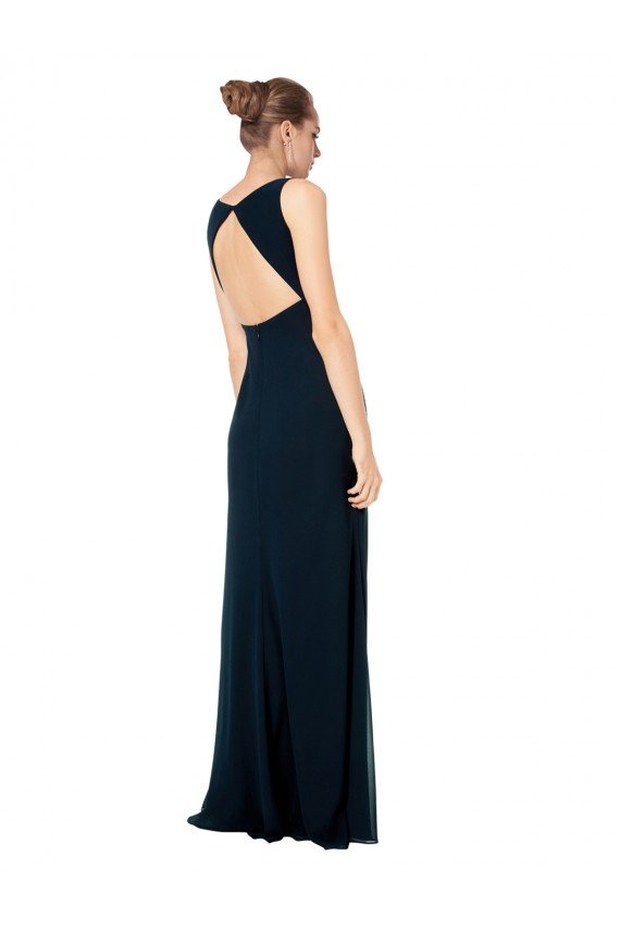 Long Chiffon V-Neck Sleeveless Bridesmaid Dress with Large Keyhole Back Essex