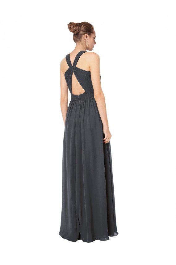 Long Chiffon Halter Bridesmaid Dress Keyhole Back Essex