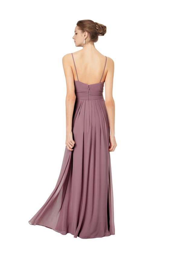V-Neck Spaghetti Strap Open Back Long Chiffon Bridesmaid Dress Essex