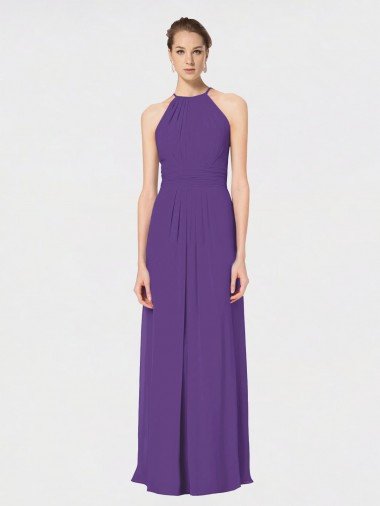 Long Chiffon Spaghetti Strap Halter Bridesmaid Dress Essex