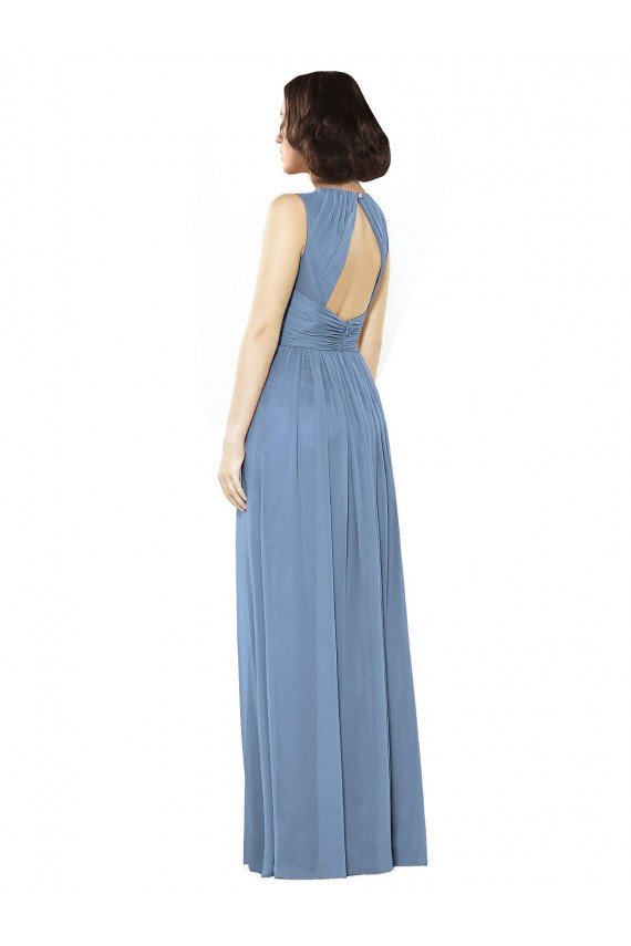 Open Keyhole Back Bateau Neck Chiffon Bridesmaid Dress Essex