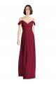 Off the Shoulder Long Chiffon Bridesmaid Dress with Pleated Sleeves Essex