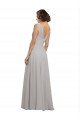 Twist Shouder Full Chiffon Bridesmaids Dress with V-Neckline and V-Back Essex