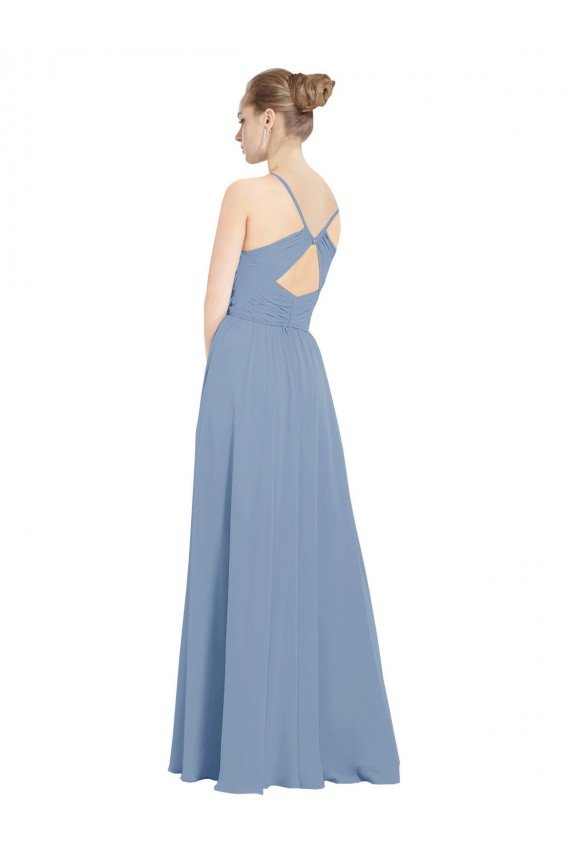Chiffon Bridesmaids Dress with Draped V-Neck Bodice and Keyhole Back Essex
