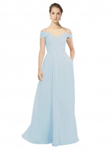 Chiffon Bridesmaids Dress with Off the Shoulder Draped Neckline Essex