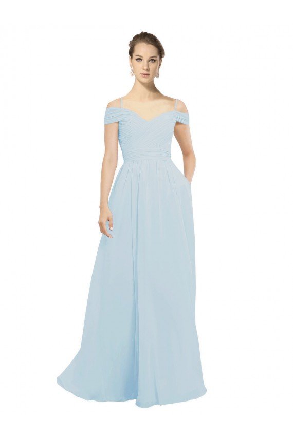 Chiffon Bridesmaids Dress with Off the Shoulder Draped Neckline Essex