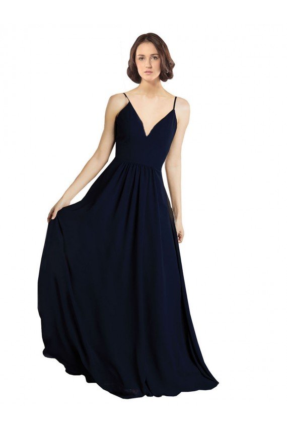 Simple Chiffon Bridesmaid Dress with Deep V-Neckline Essex