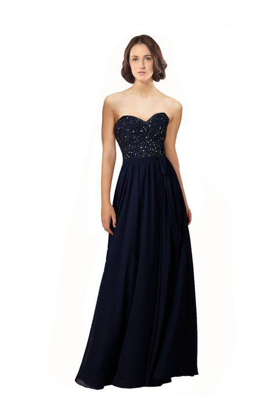Long Chiffon Sweetheart Neckline Bridesmaid Dress with Beading Essex