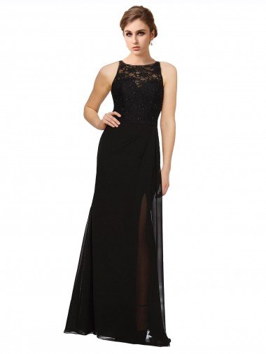 Sheath Beaded and Embroidered Bridesmaids Dress with Lace Bodice and Chiffon Skirt Essex