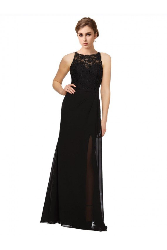 Sheath Beaded and Embroidered Bridesmaids Dress with Lace Bodice and Chiffon Skirt Essex