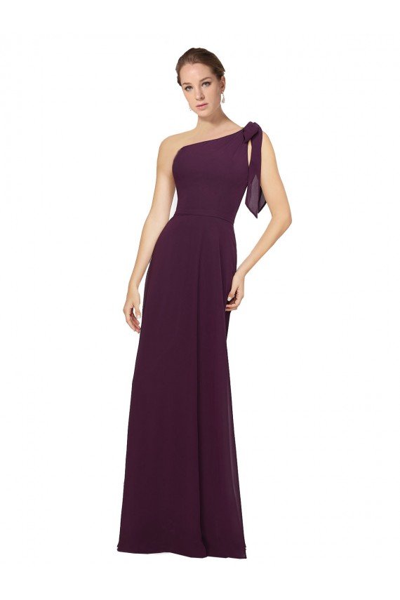 One Shoulder Chiffon Bridesmaids Dress with Shoulder Bow Essex