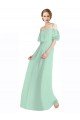 Spaghetti Straps Long Chiffon Off-The-Shoulder Bridesmaid Dress with Double Flounce Sleeves Essex