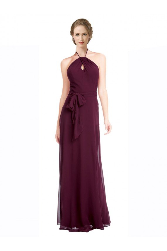 Full Length Chiffon Bridesmaid Dress with Halter Top Essex