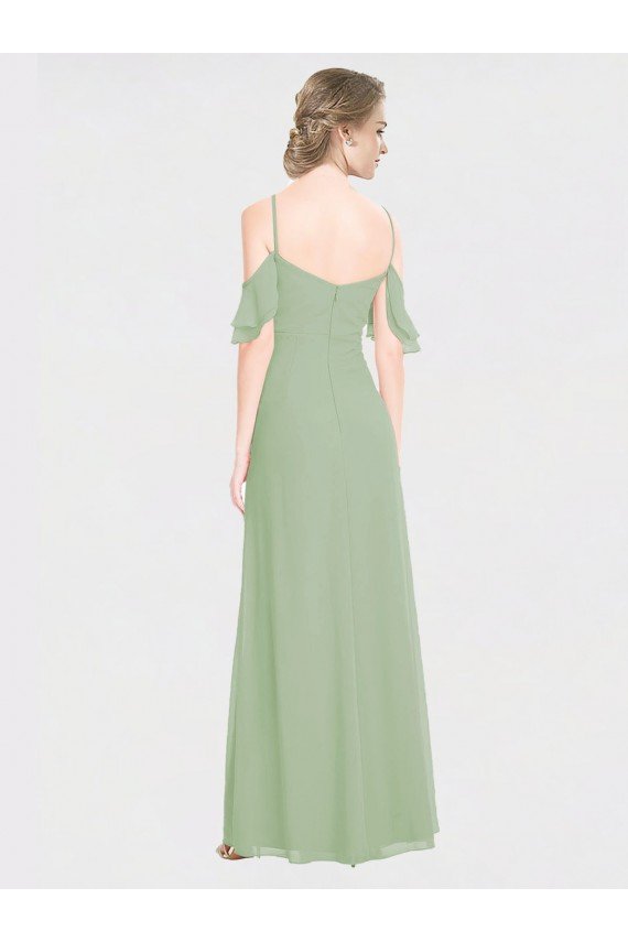 Long Chiffon Off-The-Shoulder Bridesmaid Dress with Double Flounce Sleeves Essex