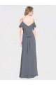 Long Chiffon Spaghetti Strap V-Neck Bridesmaid Dress with Off-The-Shoulder Flutter Sleeves Essex