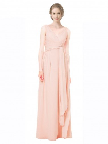 Full Length Chiffon Bridesmaid Dress with V-Front and Back Essex