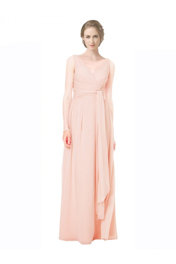 Full Length Chiffon Bridesmaid Dress with V-Front and Back Essex