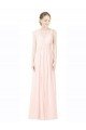 Long Chiffon Sleeveless Bridesmaid Dress with Sheer Illusion Top and V-Back Essex
