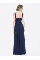 Long Chiffon V-Neck Sleeveless Bridesmaid Dress with Criss-Cross Pleated Bodice Essex