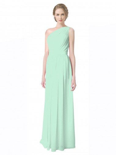 One Shoulder Chiffon Bridesmaid Dress with Asymmetrical Ruched Bodice Essex