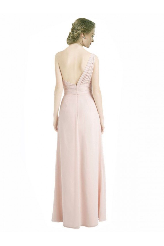 Full Length Chiffon Bridesmaid Dress with One Wide Shoulder Strap Essex
