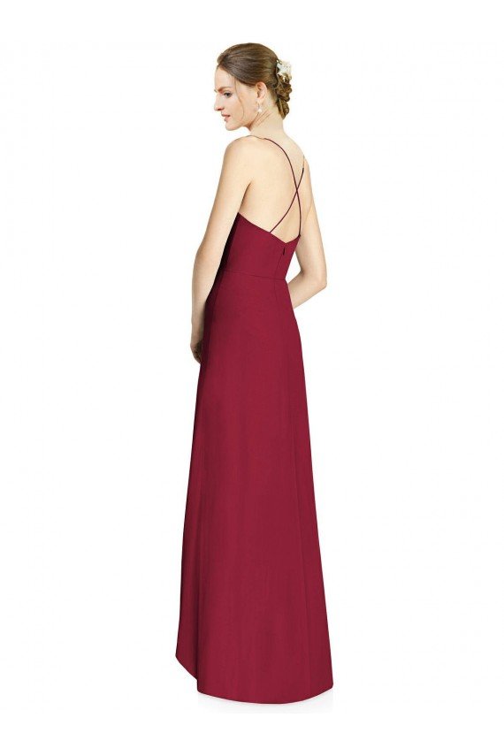 Draped V-Neck High Low Chiffon Bridesmaid Dress Essex