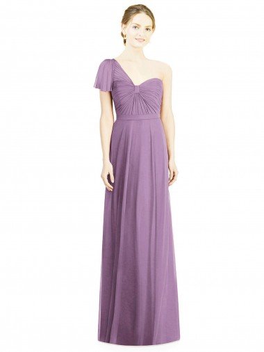 Flutter Sleeves One Shoulder Long Chiffon Bridesmaid Dress Essex
