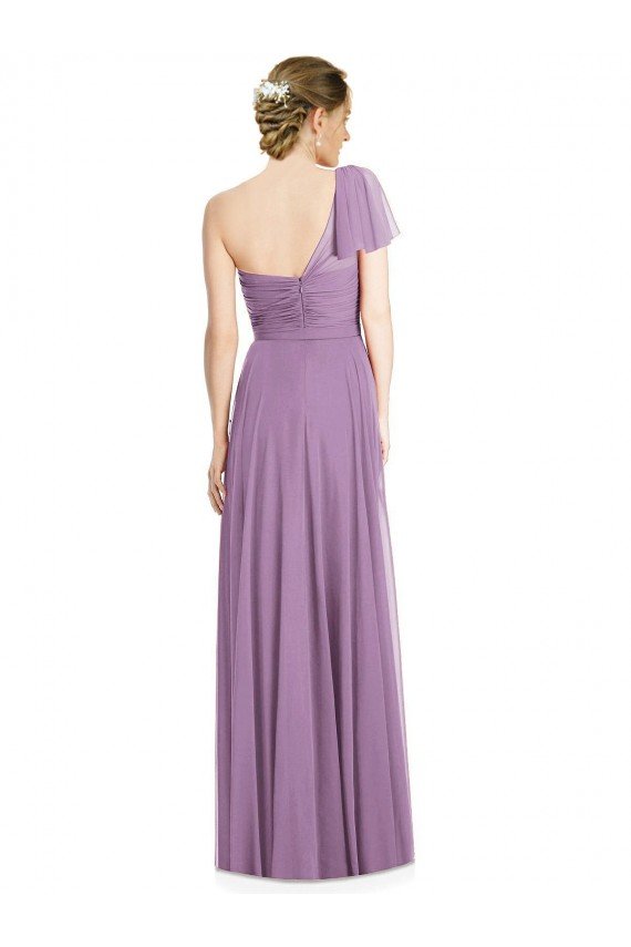 Flutter Sleeves One Shoulder Long Chiffon Bridesmaid Dress Essex