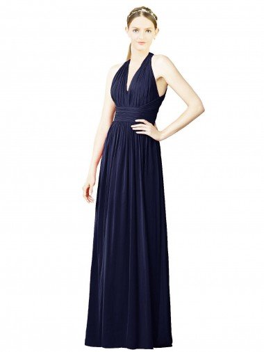 V-Neck Halter Long Open Back Chiffon Bridesmaid Dress Essex