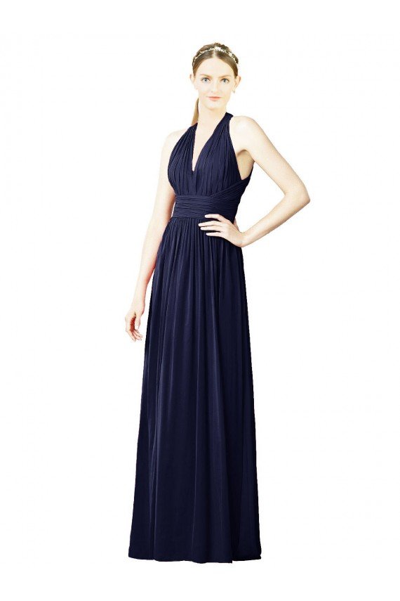V-Neck Halter Long Open Back Chiffon Bridesmaid Dress Essex