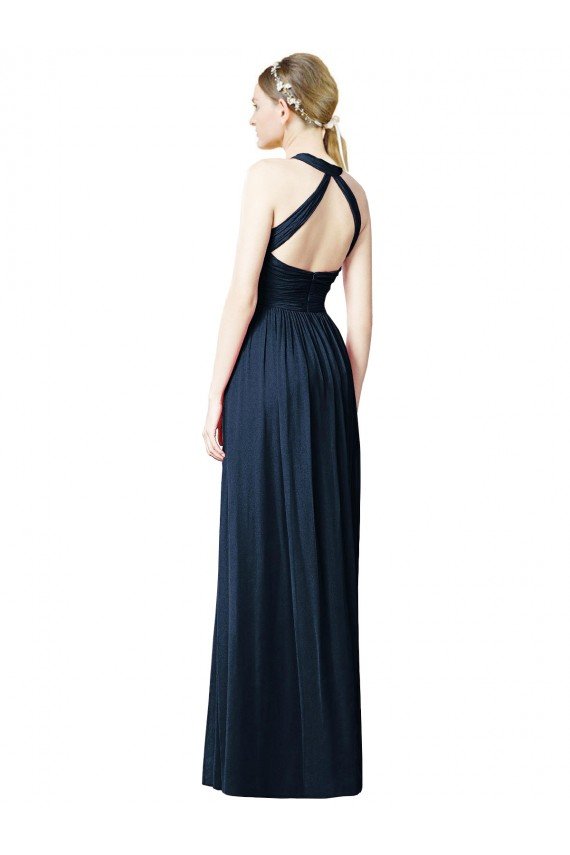 V-Neck Halter Long Open Back Chiffon Bridesmaid Dress Essex