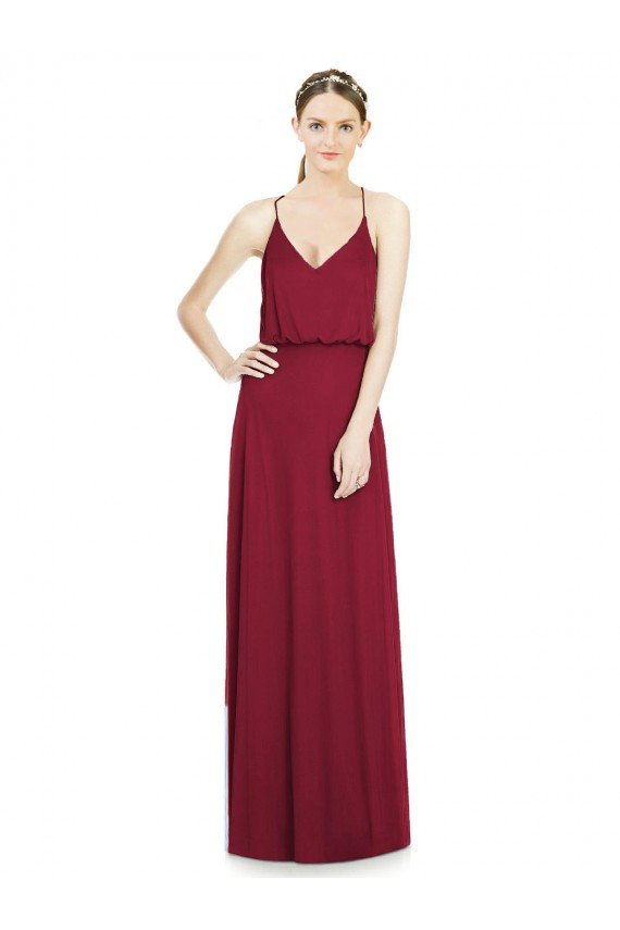 Full Length V-Neck A-Line Chiffon Boho Bridesmaid Dress Essex