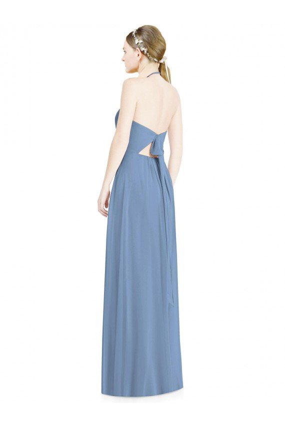Halter Neck Tie Back Long Chiffon Bridesmaid Dress Essex