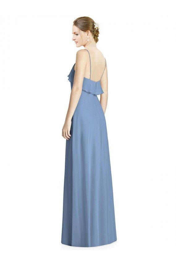 Deep Open Back Long Chiffon V-Neck Bridesmaid Dress Essex