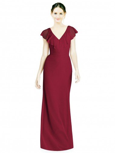 V-Neck V-Back Long Chiffon Bridesmaid Dress Essex