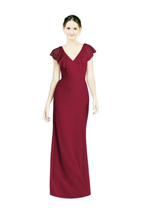 V-Neck V-Back Long Chiffon Bridesmaid Dress Essex