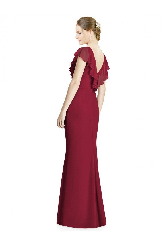 V-Neck V-Back Long Chiffon Bridesmaid Dress Essex