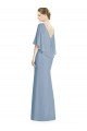 V-Back Trumpet Chiffon Bridesmaid Dress with Draped Cape Overlay Essex