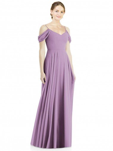 Off the Shoulder Open Cowl-Back Maxi Bridesmaid Dress Essex