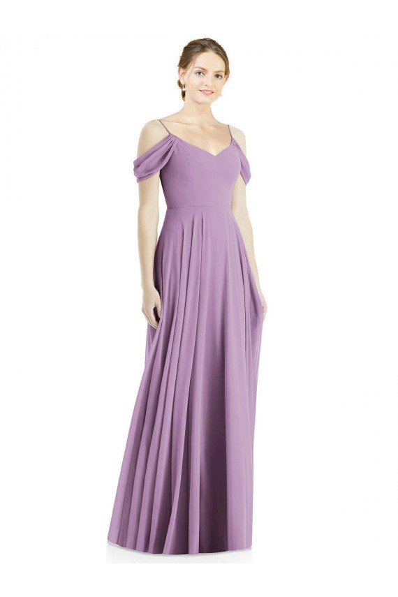 Off the Shoulder Open Cowl-Back Maxi Bridesmaid Dress Essex