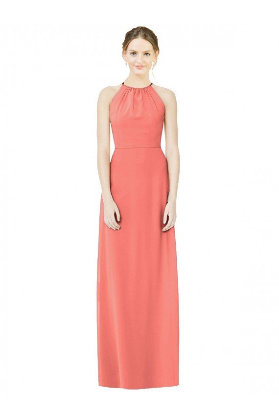 Open Back Shirred Halter Chiffon Bridesmaid Dress Essex