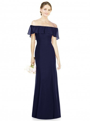 Off the Shoulder Full-Length Trumpet Chiffon Bridesmaid Dress Essex