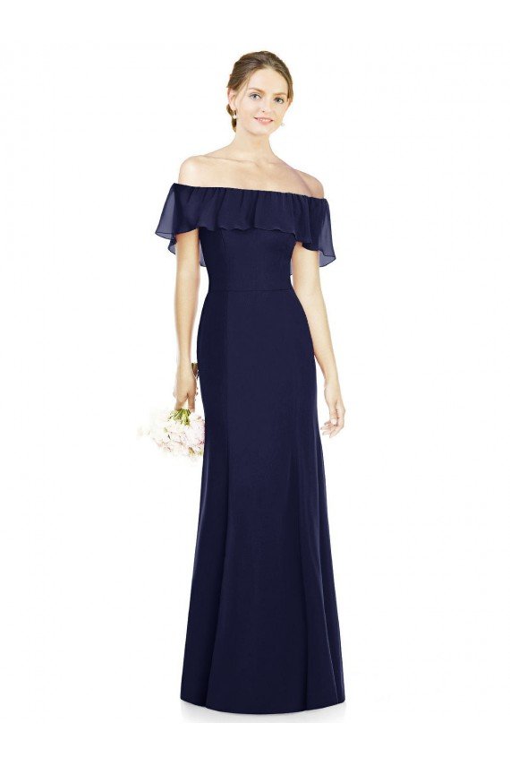 Off the Shoulder Full-Length Trumpet Chiffon Bridesmaid Dress Essex