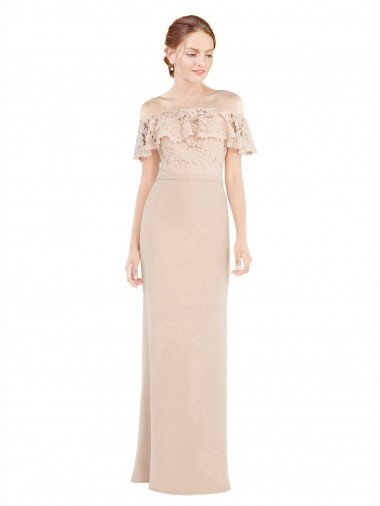 Off the Shoulder Sleeves Sheath Chiffon Bridesmaid Dress / Prom Dress Essex