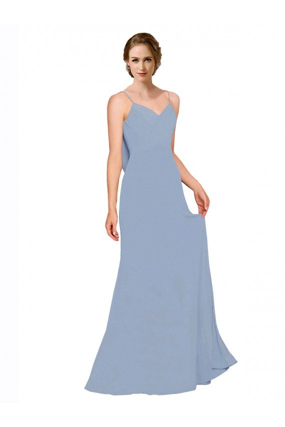 Cowl Back Long Chiffon Slip Bridesmaid Dress with Straps Essex