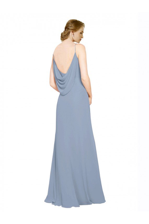 Cowl Back Long Chiffon Slip Bridesmaid Dress with Straps Essex