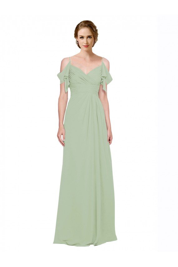 Split Cold Shoulder Draped A-Line Chiffon Bridesmaid Dress Essex